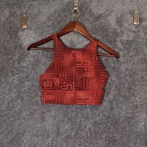 Lululemon Energy Bra High Neck Line Ombre Red Muilti Size 6 Women